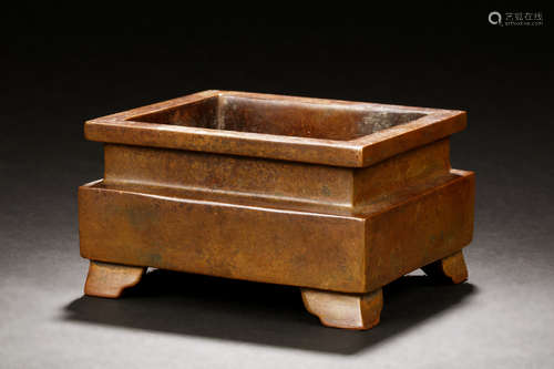 BRONZE CAST RECTANGULAR CENSER