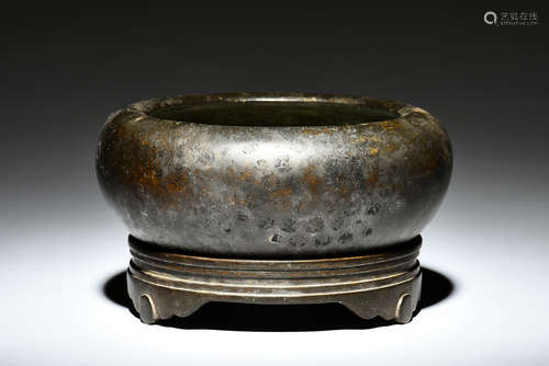 BRONZE CAST CENSER WITH STAND