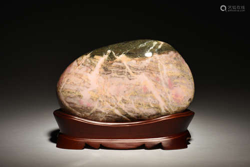 TAIWANESE RHODONITE STONE WITH STAND