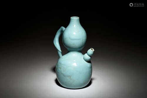 TEAL GLAZED RU-TYPE DOUBLE GOURD EWER