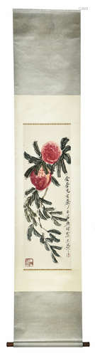 QI BAISHI: INK AND COLOR ON PAPER PAINTING 'PEACHES'