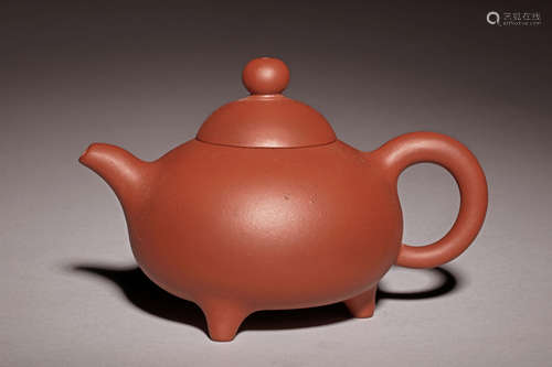 YIXING ZISHA TRIPOD TEAPOT