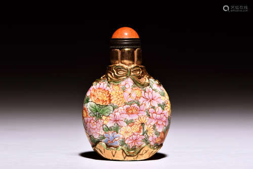 CLOISONNE ENAMELED 'FLOWERS' SNUFF BOTTLE