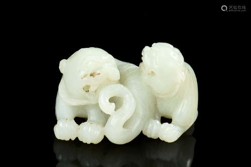 JADE CARVED 'MYTHICAL BEASTS' ORNAMENT