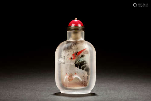 INSIDE PAINTED 'FLOWERS AND BIRDS' SNUFF BOTTLE