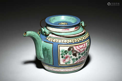 YIXING ZISHA PAINTED TEAPOT