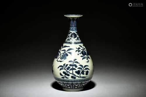 BLUE AND WHITE 'FRUITS' VASE