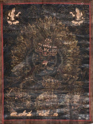 THANGKA OF A TIBETAN WRATHFUL DEITY