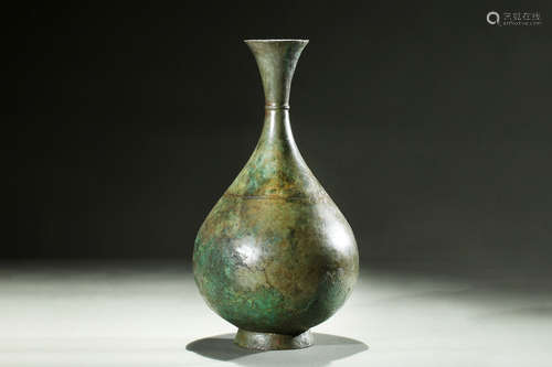 BRONZE CAST BOTTLE VASE