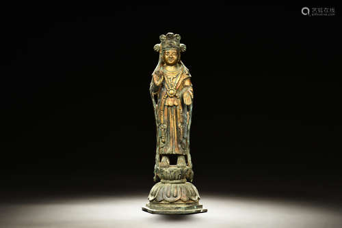 GILT BRONZE CAST 'GUANYIN' FIGURE