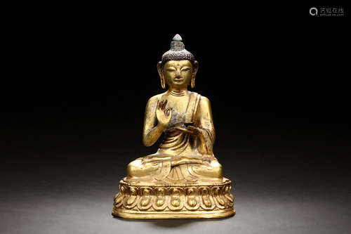 GILT BRONZE SHAKYAMUNI BUDDHA