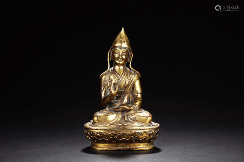 GILT BRONZE LAMA FIGURE