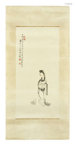 XU CAO: INK ON PAPER PAINTING 'LADY'