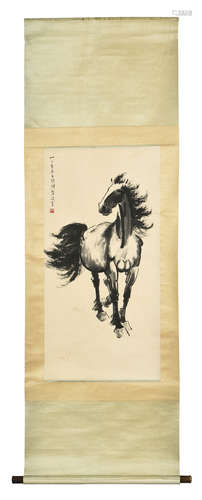 XU BEIHONG: INK ON PAPER PAINTING 'WAR HORSE'