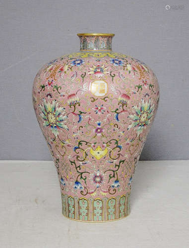 Chinese Famille Rose Porcelain Mei-Ping With Mark