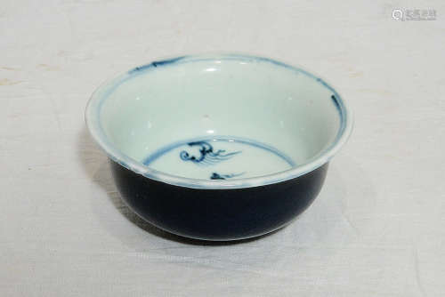 Small Chinese Monochrome Blue Glaze Porcelain Bowl