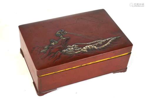 Japanese Mixed Metal  Red Patina Box Marked