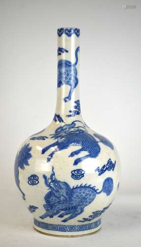 Chinese Blue & White Bottle Vase