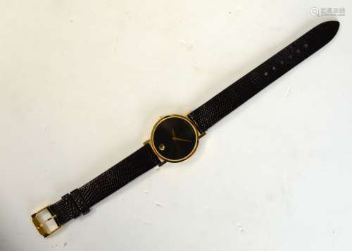 Movado Black Leather Band Lady's Watch