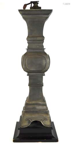 Chinese Pewter Lamp Base