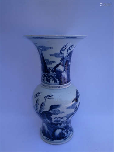 Chinese White and Blue Porcelain Flower Vase