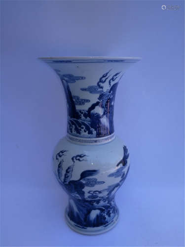 Chinese White and Blue Porcelain Flower Vase