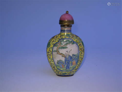 Qing Dynasty Chinese Copper Enamel Snuff Bottle