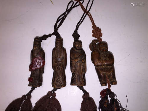 4 Qing Dynasty Chinese Bamboo/Wood Carving Pendant