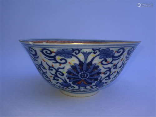 Chinese White and Blue Famille Porcelain Bowl