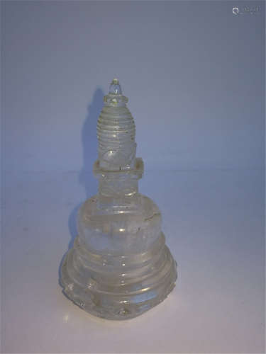 Rare Qing Dynasty Tibet Carving Crystal Pagoda