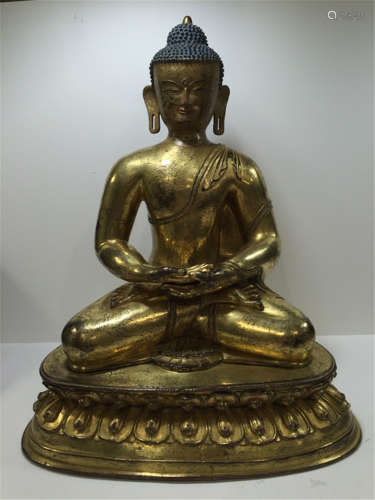 Ming Dynasty or Early Tibet Gilt Bronze Buddha