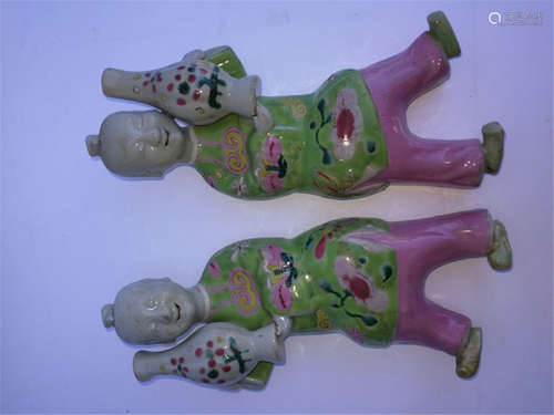 Pair of Chinese Famille Porcelain Wall Hanging