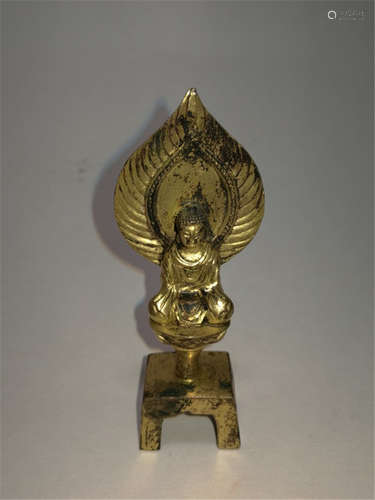 Small Ancient Chinese Gilt Bronze Sakyamuni