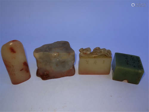 Four Old Chinese Shoushan Stone Carving Seals