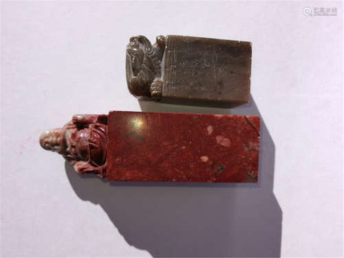 Two Old Chinese Stone Carving Seals