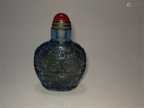 Old Chinese Blue Glass Snuff Bottle