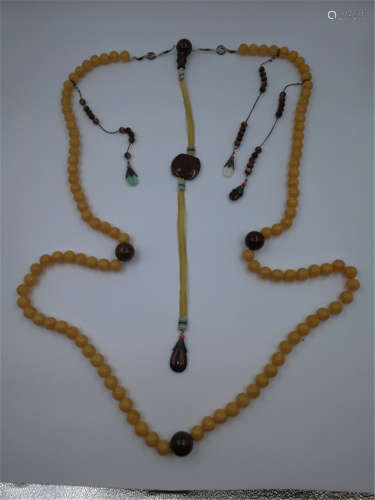 Qing Chinese Palace Court officials Original Amber Beads