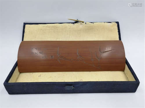 Qing Dynasty Chinese Bamboo Armrest ShiGu Mark