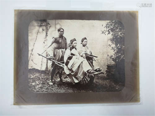 19th C. Photo A Man on Cart Photographer William Saunders