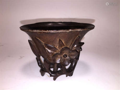 Qing Dynasty Chinese Zitan Carving Cup