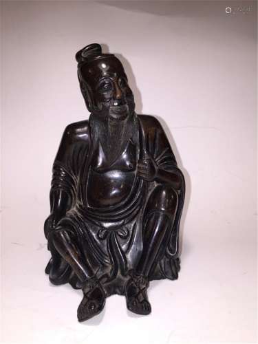 Antique Chinese Rosewood Carving Figure Ornament