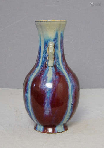 Chinese Flambe Glaze Porcelain Vase With Mark