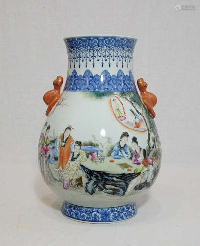 Chinese Blue and White With Famille Rose porcelain Vase