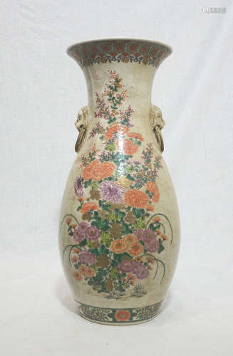 Chinese Famille Rose Crackle Porcelain Vase