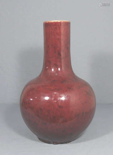 Chinese Red Glaze Porcelain Ball Vase