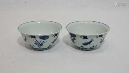Pair of Chinese Blue and White Porcelain Bowl