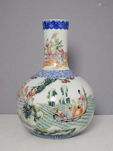Chinese Famille Rose Porcelain Ball Vase With Mark