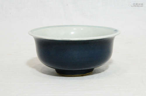 Small Chinese Monochrome Blue Glaze Porcelain Bowl