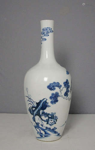 Chinese Blue and White Porcelain Long Neck Vase