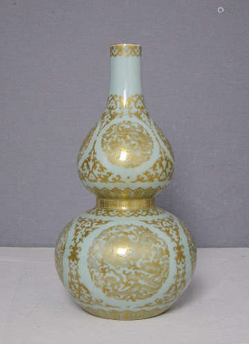 Chinese Monochrome Glaze Porceain Gourd Vase With Mark